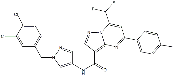 N-[1-(3,4-dichlorobenzyl)-1H-pyrazol-4-yl]-7-(difluoromethyl)-5-(4-methylphenyl)pyrazolo[1,5-a]pyrimidine-3-carboxamide Structure