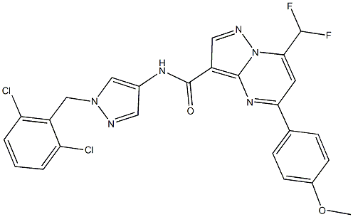 N-[1-(2,6-dichlorobenzyl)-1H-pyrazol-4-yl]-7-(difluoromethyl)-5-(4-methoxyphenyl)pyrazolo[1,5-a]pyrimidine-3-carboxamide Structure