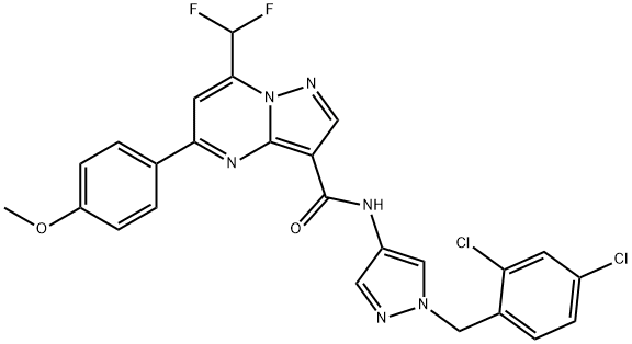 N-[1-(2,4-dichlorobenzyl)-1H-pyrazol-4-yl]-7-(difluoromethyl)-5-(4-methoxyphenyl)pyrazolo[1,5-a]pyrimidine-3-carboxamide Structure