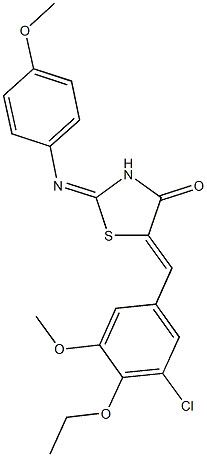 492997-09-8 5-(3-chloro-4-ethoxy-5-methoxybenzylidene)-2-[(4-methoxyphenyl)imino]-1,3-thiazolidin-4-one