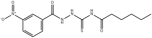 N-[(2-{3-nitrobenzoyl}hydrazino)carbothioyl]hexanamide Structure