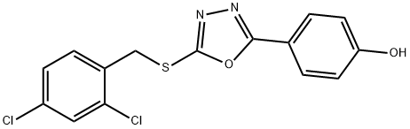 4-(5-{[(2,4-dichlorophenyl)methyl]sulfanyl}-1,3,4-oxadiazol-2-yl)phenol 化学構造式