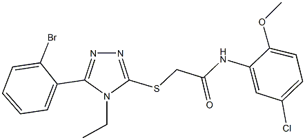 2-{[5-(2-bromophenyl)-4-ethyl-4H-1,2,4-triazol-3-yl]sulfanyl}-N-[5-chloro-2-(methyloxy)phenyl]acetamide Struktur