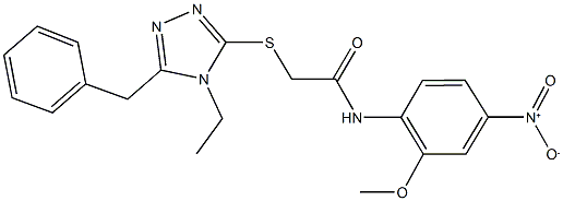 2-[(5-benzyl-4-ethyl-4H-1,2,4-triazol-3-yl)sulfanyl]-N-{4-nitro-2-methoxyphenyl}acetamide,493013-34-6,结构式