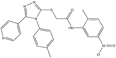 N-{5-nitro-2-methylphenyl}-2-{[4-(4-methylphenyl)-5-pyridin-4-yl-4H-1,2,4-triazol-3-yl]sulfanyl}acetamide 结构式