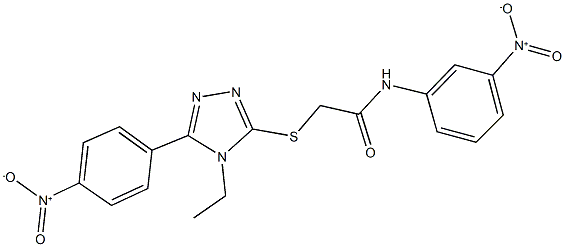 2-[(4-ethyl-5-{4-nitrophenyl}-4H-1,2,4-triazol-3-yl)sulfanyl]-N-{3-nitrophenyl}acetamide Struktur