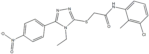 N-(3-chloro-2-methylphenyl)-2-[(4-ethyl-5-{4-nitrophenyl}-4H-1,2,4-triazol-3-yl)sulfanyl]acetamide Struktur