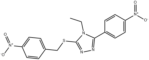 4-ethyl-3-({4-nitrobenzyl}sulfanyl)-5-{4-nitrophenyl}-4H-1,2,4-triazole,493014-50-9,结构式