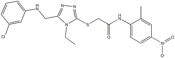 2-[(5-{[(3-chlorophenyl)amino]methyl}-4-ethyl-4H-1,2,4-triazol-3-yl)sulfanyl]-N-{4-nitro-2-methylphenyl}acetamide Struktur