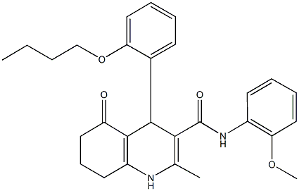 4-[2-(butyloxy)phenyl]-2-methyl-N-[2-(methyloxy)phenyl]-5-oxo-1,4,5,6,7,8-hexahydroquinoline-3-carboxamide Struktur