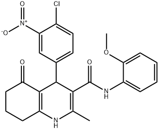 4-{4-chloro-3-nitrophenyl}-2-methyl-N-[2-(methyloxy)phenyl]-5-oxo-1,4,5,6,7,8-hexahydroquinoline-3-carboxamide,493017-12-2,结构式