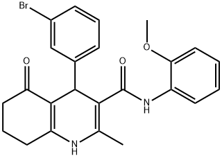 4-(3-bromophenyl)-2-methyl-N-[2-(methyloxy)phenyl]-5-oxo-1,4,5,6,7,8-hexahydroquinoline-3-carboxamide 结构式