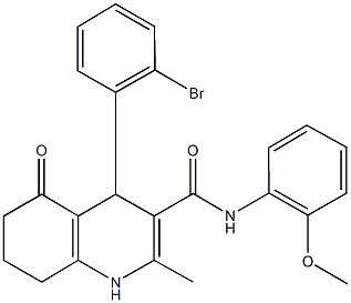 4-(2-bromophenyl)-2-methyl-N-[2-(methyloxy)phenyl]-5-oxo-1,4,5,6,7,8-hexahydroquinoline-3-carboxamide 化学構造式