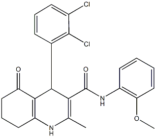 4-(2,3-dichlorophenyl)-2-methyl-N-[2-(methyloxy)phenyl]-5-oxo-1,4,5,6,7,8-hexahydroquinoline-3-carboxamide 化学構造式