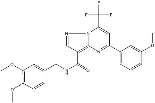 N-{[3,4-bis(methyloxy)phenyl]methyl}-5-[3-(methyloxy)phenyl]-7-(trifluoromethyl)pyrazolo[1,5-a]pyrimidine-3-carboxamide Structure