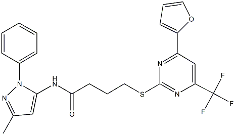 493018-82-9 4-{[4-(2-furyl)-6-(trifluoromethyl)-2-pyrimidinyl]sulfanyl}-N-(3-methyl-1-phenyl-1H-pyrazol-5-yl)butanamide