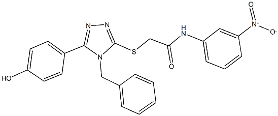 2-{[4-benzyl-5-(4-hydroxyphenyl)-4H-1,2,4-triazol-3-yl]sulfanyl}-N-{3-nitrophenyl}acetamide 化学構造式