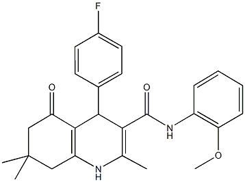 4-(4-fluorophenyl)-2,7,7-trimethyl-N-[2-(methyloxy)phenyl]-5-oxo-1,4,5,6,7,8-hexahydroquinoline-3-carboxamide 结构式