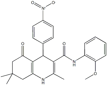 4-{4-nitrophenyl}-2,7,7-trimethyl-N-[2-(methyloxy)phenyl]-5-oxo-1,4,5,6,7,8-hexahydroquinoline-3-carboxamide Structure