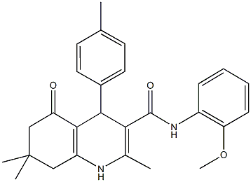 2,7,7-trimethyl-N-[2-(methyloxy)phenyl]-4-(4-methylphenyl)-5-oxo-1,4,5,6,7,8-hexahydroquinoline-3-carboxamide Structure