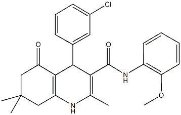 493022-54-1 4-(3-chlorophenyl)-2,7,7-trimethyl-N-[2-(methyloxy)phenyl]-5-oxo-1,4,5,6,7,8-hexahydroquinoline-3-carboxamide