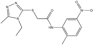 2-[(4-ethyl-5-methyl-4H-1,2,4-triazol-3-yl)sulfanyl]-N-{5-nitro-2-methylphenyl}acetamide 化学構造式