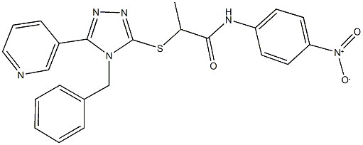 2-{[4-benzyl-5-(3-pyridinyl)-4H-1,2,4-triazol-3-yl]sulfanyl}-N-{4-nitrophenyl}propanamide Struktur