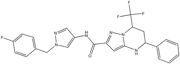 N-[1-(4-fluorobenzyl)-1H-pyrazol-4-yl]-5-phenyl-7-(trifluoromethyl)-4,5,6,7-tetrahydropyrazolo[1,5-a]pyrimidine-2-carboxamide Struktur