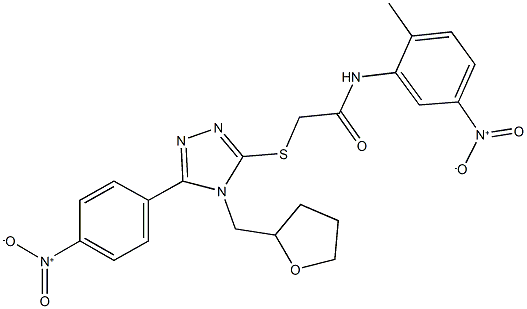 N-{5-nitro-2-methylphenyl}-2-{[5-{4-nitrophenyl}-4-(tetrahydro-2-furanylmethyl)-4H-1,2,4-triazol-3-yl]sulfanyl}acetamide,493023-34-0,结构式