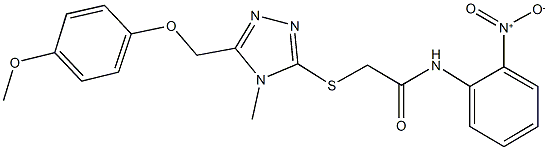 N-{2-nitrophenyl}-2-({5-[(4-methoxyphenoxy)methyl]-4-methyl-4H-1,2,4-triazol-3-yl}sulfanyl)acetamide Structure