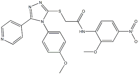 N-{4-nitro-2-methoxyphenyl}-2-{[4-(4-methoxyphenyl)-5-(4-pyridinyl)-4H-1,2,4-triazol-3-yl]sulfanyl}acetamide,493024-12-7,结构式