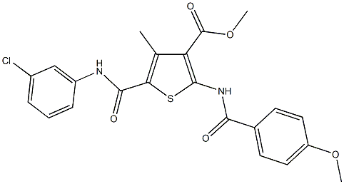 methyl 5-{[(3-chlorophenyl)amino]carbonyl}-4-methyl-2-({[4-(methyloxy)phenyl]carbonyl}amino)thiophene-3-carboxylate,493026-50-9,结构式
