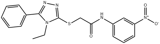 2-[(4-ethyl-5-phenyl-4H-1,2,4-triazol-3-yl)sulfanyl]-N-{3-nitrophenyl}acetamide 化学構造式