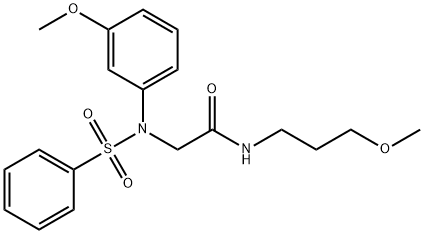 2-[3-methoxy(phenylsulfonyl)anilino]-N-(3-methoxypropyl)acetamide,493027-97-7,结构式