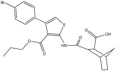 3-({[4-(4-bromophenyl)-3-(propoxycarbonyl)-2-thienyl]amino}carbonyl)bicyclo[2.2.1]heptane-2-carboxylic acid Structure