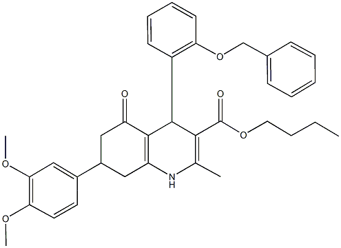 butyl 4-[2-(benzyloxy)phenyl]-7-(3,4-dimethoxyphenyl)-2-methyl-5-oxo-1,4,5,6,7,8-hexahydro-3-quinolinecarboxylate 结构式