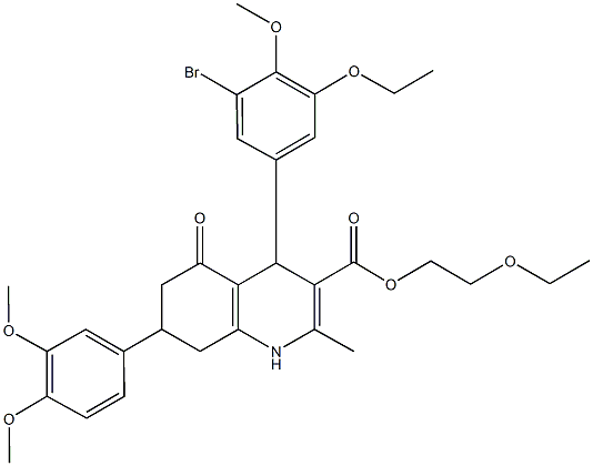 493034-20-1 2-ethoxyethyl 4-(3-bromo-5-ethoxy-4-methoxyphenyl)-7-(3,4-dimethoxyphenyl)-2-methyl-5-oxo-1,4,5,6,7,8-hexahydro-3-quinolinecarboxylate