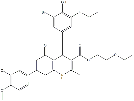 2-ethoxyethyl 4-(3-bromo-5-ethoxy-4-hydroxyphenyl)-7-(3,4-dimethoxyphenyl)-2-methyl-5-oxo-1,4,5,6,7,8-hexahydro-3-quinolinecarboxylate|