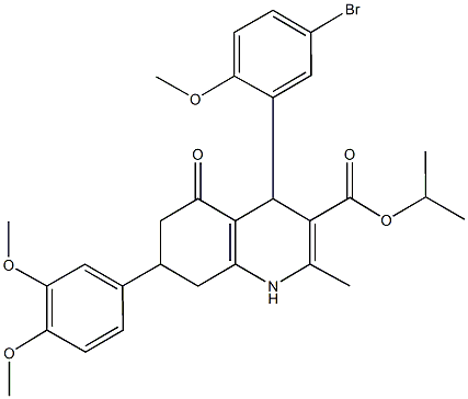 isopropyl 4-(5-bromo-2-methoxyphenyl)-7-(3,4-dimethoxyphenyl)-2-methyl-5-oxo-1,4,5,6,7,8-hexahydro-3-quinolinecarboxylate 结构式