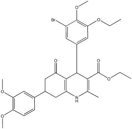 ethyl 4-(3-bromo-5-ethoxy-4-methoxyphenyl)-7-(3,4-dimethoxyphenyl)-2-methyl-5-oxo-1,4,5,6,7,8-hexahydro-3-quinolinecarboxylate Structure