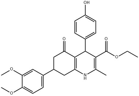 ethyl 7-(3,4-dimethoxyphenyl)-4-(4-hydroxyphenyl)-2-methyl-5-oxo-1,4,5,6,7,8-hexahydro-3-quinolinecarboxylate Structure
