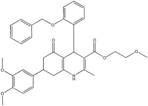2-methoxyethyl 4-[2-(benzyloxy)phenyl]-7-(3,4-dimethoxyphenyl)-2-methyl-5-oxo-1,4,5,6,7,8-hexahydro-3-quinolinecarboxylate Struktur