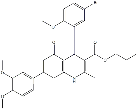 propyl 4-(5-bromo-2-methoxyphenyl)-7-(3,4-dimethoxyphenyl)-2-methyl-5-oxo-1,4,5,6,7,8-hexahydro-3-quinolinecarboxylate|