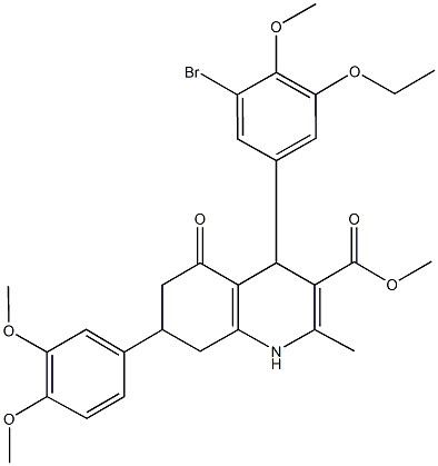 methyl 4-(3-bromo-5-ethoxy-4-methoxyphenyl)-7-(3,4-dimethoxyphenyl)-2-methyl-5-oxo-1,4,5,6,7,8-hexahydro-3-quinolinecarboxylate Structure