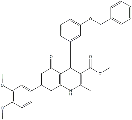 methyl 4-[3-(benzyloxy)phenyl]-7-(3,4-dimethoxyphenyl)-2-methyl-5-oxo-1,4,5,6,7,8-hexahydro-3-quinolinecarboxylate Struktur