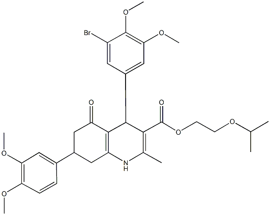 2-isopropoxyethyl 4-(3-bromo-4,5-dimethoxyphenyl)-7-(3,4-dimethoxyphenyl)-2-methyl-5-oxo-1,4,5,6,7,8-hexahydro-3-quinolinecarboxylate Structure
