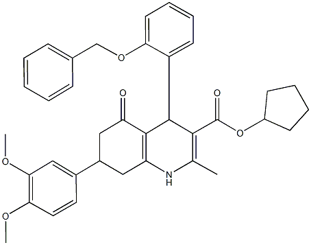 cyclopentyl 4-[2-(benzyloxy)phenyl]-7-(3,4-dimethoxyphenyl)-2-methyl-5-oxo-1,4,5,6,7,8-hexahydro-3-quinolinecarboxylate Structure