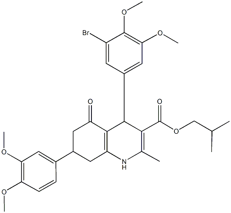 494193-85-0 isobutyl 4-(3-bromo-4,5-dimethoxyphenyl)-7-(3,4-dimethoxyphenyl)-2-methyl-5-oxo-1,4,5,6,7,8-hexahydro-3-quinolinecarboxylate