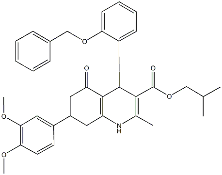 isobutyl 4-[2-(benzyloxy)phenyl]-7-(3,4-dimethoxyphenyl)-2-methyl-5-oxo-1,4,5,6,7,8-hexahydro-3-quinolinecarboxylate Structure