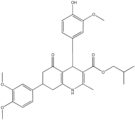 494193-89-4 isobutyl 7-(3,4-dimethoxyphenyl)-4-(4-hydroxy-3-methoxyphenyl)-2-methyl-5-oxo-1,4,5,6,7,8-hexahydro-3-quinolinecarboxylate